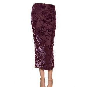 NEW FORE COLLECTION brie bodycon ankle length midi skirt in burgundy